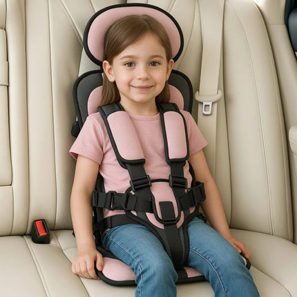 Portable Car Seat Booster with 5-Point Safety Harness | Foldable Travel Design for Quick Installation and Comfort
