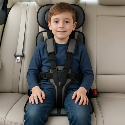 Portable Car Seat Booster with 5-Point Safety Harness | Foldable Travel Design for Quick Installation and Comfort
