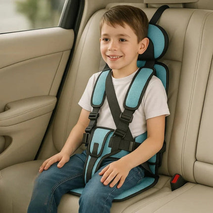 Portable Car Seat Booster with 5-Point Safety Harness | Foldable Travel Design for Quick Installation and Comfort