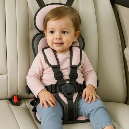 Portable Car Seat Booster with 5-Point Safety Harness | Foldable Travel Design for Quick Installation and Comfort