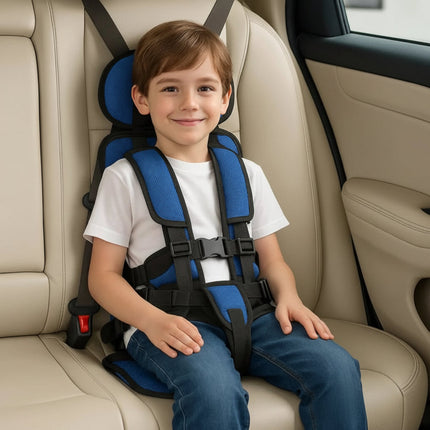 Portable Car Seat Booster with 5-Point Safety Harness | Foldable Travel Design for Quick Installation and Comfort