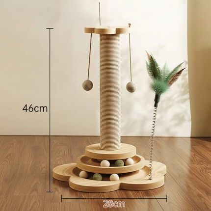 Cat Scratching Post Activity Center with Interactive Toy | Durable Sisal and Ball Track for Indoor Play