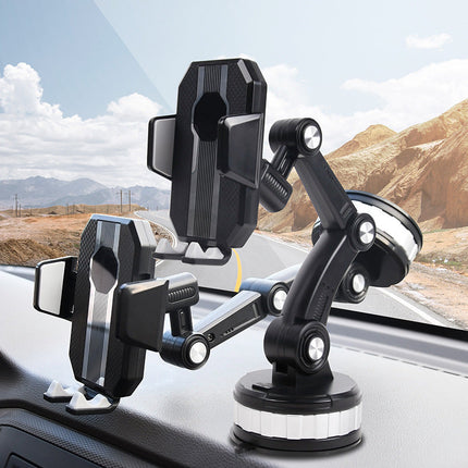 Car Phone Holder for Dashboard with 360 Degree Rotation, Telescopic 4 to 6.5 Inch Arm and Suction Cup Mount