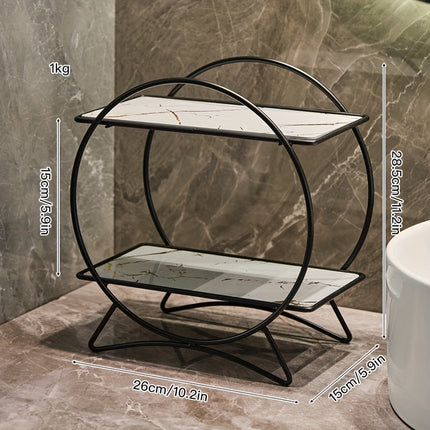Double-Tiered Bathroom Organiser with Cat Ear Base | Space-Saving Metal Shelf for Skincare and Cosmetics