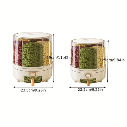Airtight Food Storage Container with 360° Rotating Base | Large Capacity Grain Dispenser for Fresh Pantry Organization