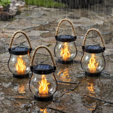 Solar Lantern with Flickering Flame Effect | Outdoor Hanging Light for Cozy Garden Ambiance