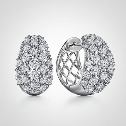 Crystal Cluster Stud Earrings with Silver Plating | Elegant Gift for Mother's Day and Special Occasions
