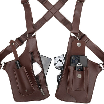 Anti Theft Crossbody Bag, Dual Underarm Zip Compartment Harness Bag in Black or Brown for Travel and Commuting