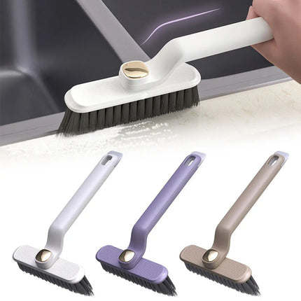 Cleaning Brush with 180 Degree Rotating Head, Long Handle, Wide Bristle Head, 3 Colors, Scrubber for Bathroom and Kitchen