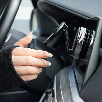 Magnetic Car Phone Holder for Navigation, Twist-Lock Vacuum Suction Base with 360 Degree Rotating Dashboard Mount