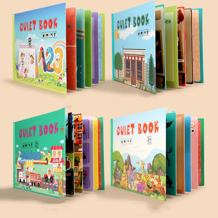 Montessori Quiet Book for Kids, Interactive Busy Book with Puzzles, Matching Games and Literacy Pages