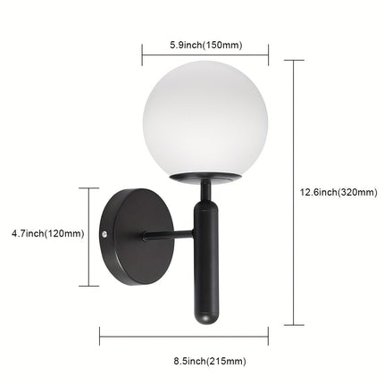 Modern Glass Globe Wall Sconce with Polished Metal Finish | Elegant Illumination for Bedrooms and Living Spaces