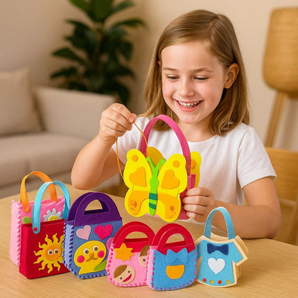 Children's Felt Sewing Kit with 8 Easy-to-Use Pieces | Creative Craft Activity for DIY Bag Making