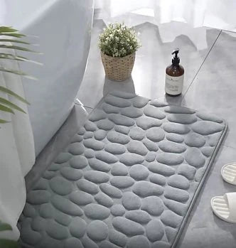 Water-Absorbent Pebble Bath Rug | Natural Stone Design for Ultimate Comfort