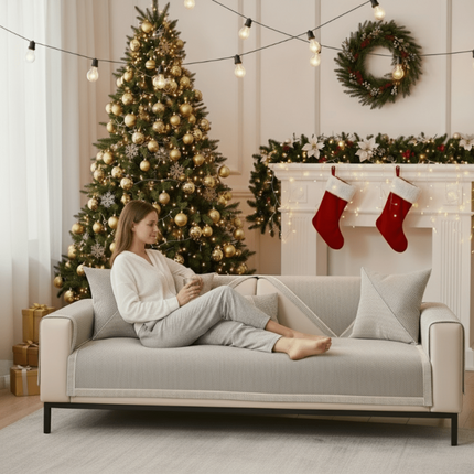 Cotton Sofa Cover Protector with Non-Slip Fit | Everyday Stain and Wear Protection for Elegant Home Décor