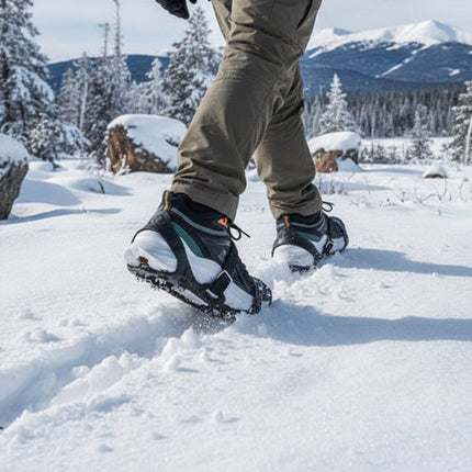 Non-Slip Crampons with 11 Stainless Steel Teeth | Stretch Slip-On Design for Safe Winter Walking and Hiking