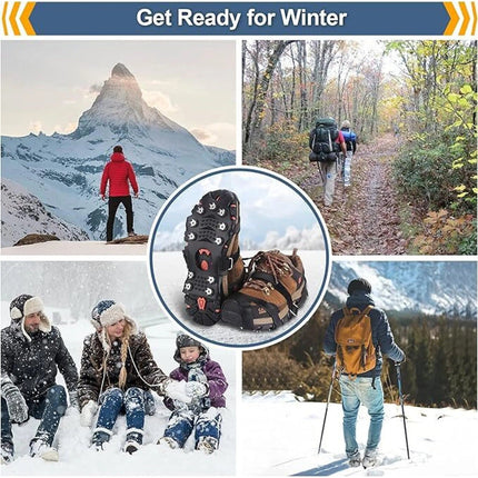 Non-Slip Crampons with 11 Stainless Steel Teeth | Stretch Slip-On Design for Safe Winter Walking and Hiking
