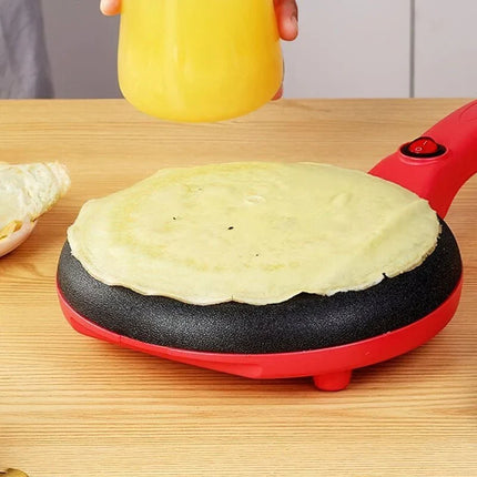 Electric Crepe Maker with Non-Stick Plate and Adjustable Temperature Control, Red or Black, for Quick Crepes and Pancakes