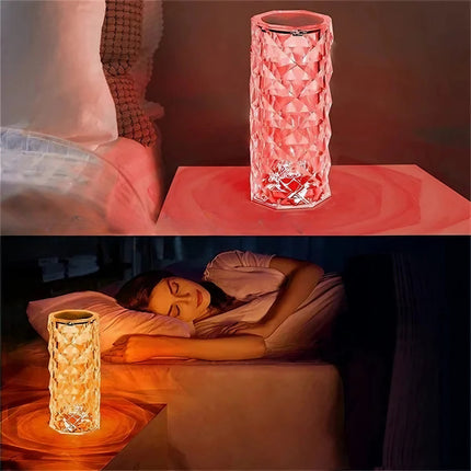Crystal Night Light, 16 Color Changing Bedside Lamp with Soft Warm Glow for Bedrooms, Shelves and Desks
