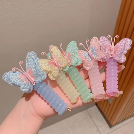 Butterfly Spiral Hair Bands with Gentle Hold | Colorful Ties for Everyday Styles and Playdates
