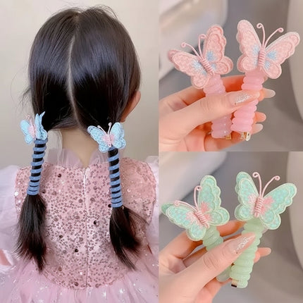 Butterfly Spiral Hair Bands with Gentle Hold | Colorful Ties for Everyday Styles and Playdates