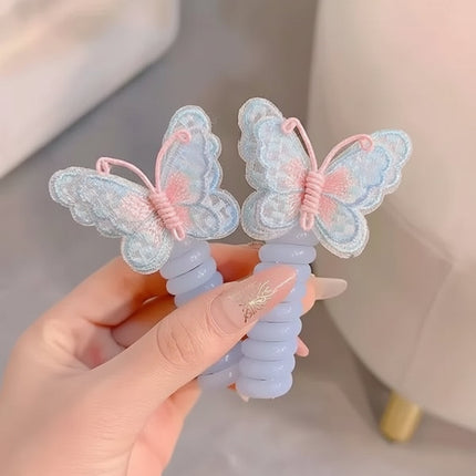 Butterfly Spiral Hair Bands with Gentle Hold | Colorful Ties for Everyday Styles and Playdates