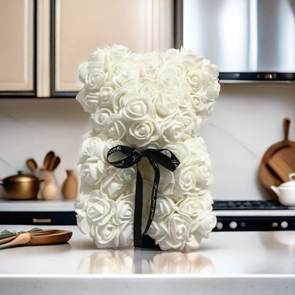 Artificial Flower Rose Bear Gift with Cute Teddy Design | Lasting Tabletop Decor for Mother's Day and Special Occasions