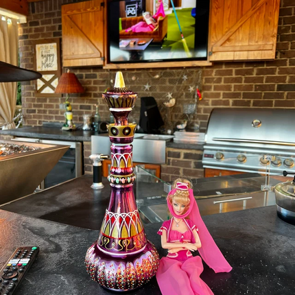 Purple Genie Bottle, Hand Painted Decorative Glass Bottle
