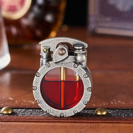 Vintage Transparent Kerosene Lighter with Windproof Flame | Elegant Design for Reliable Ignition