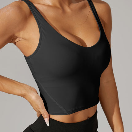 Backless Crop Tank Top with V Neck Design | Soft Stretch Athletic Top for Comfortable Workouts and Everyday Style