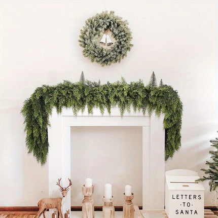 Art Deco Christmas Garland with Flexible Design | Unlit Decoration for Fireplace Mantle and Stair Railing