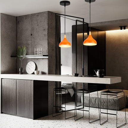 Teardrop Pendant Light with Adjustable Height | Metal & Wood Modern Lamp for Soft Ambient Dining Lighting
