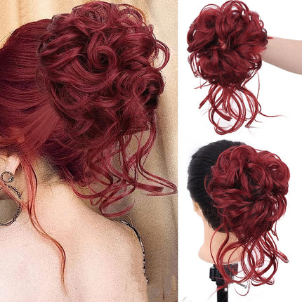 Messy Bun Hair Pieces, Curly Bun Hair Scrunchie with Elastic Band – image 10