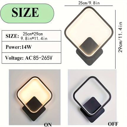 Modern Square LED Wall Lamp with Three-Tone Dimming | Energy-Efficient Lighting Fixture for Bedrooms and Living Rooms