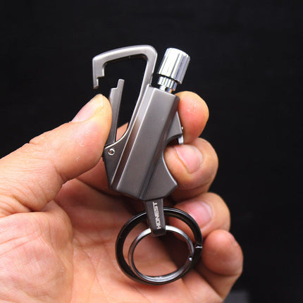 Keychain Lighter 3-in-1 with Bottle Opener, Refillable Pocket Flame Tool with Up to 10,000 Strikes, 3 Colours