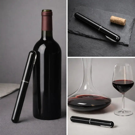 Air Pressure Wine Bottle Opener with Needle and Pump Action, Cork Remover That Keeps Corks Intact, Black or Red