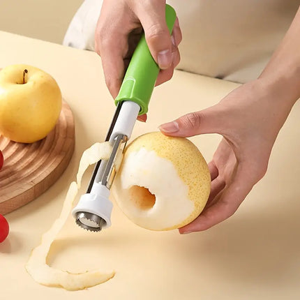Fruit Peeler and Corer, 2-in-1 Apple Coring Tool with Ergonomic Handle for Quick Fruit and Vegetable Prep, 2 Colours