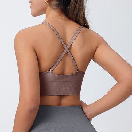 Womens Sports Bra with Padded Support & V Neck Design | Comfortable Workout Top for Yoga and Gym Activities