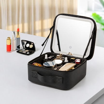 LED Makeup Case Travel Cosmetic Organizer with Adjustable Storage | Stylish Beauty Storage for Easy Touch-Ups