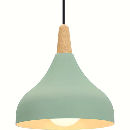 Teardrop Pendant Light with Adjustable Height | Metal & Wood Modern Lamp for Soft Ambient Dining Lighting