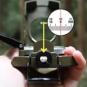 Navigation Compass with Clinometer and Luminous Dial, Waterproof Zinc Alloy Military Style Compass for Hiking, Camping and Backcountry Skiing