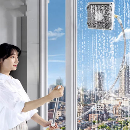 Window Cleaning Brush with Extendable Long Handle, Streak Free Head and Ergonomic Grip, No Ladder Needed
