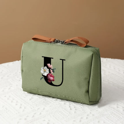 Elegant Makeup Bag Travel Organizer with Letter Design | Chic Cosmetic Case for Beauty Essentials