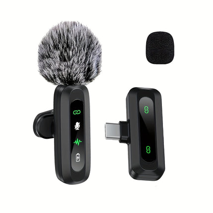 Wireless Microphone for iPhone, Lavalier Microphone USB C, Clip On Lapel Mic, Podcast Microphone for Vlog and Interview