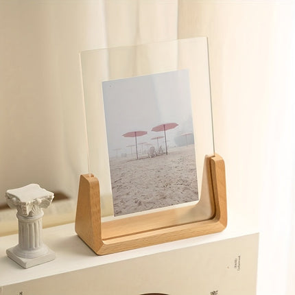 U-Shaped Photo Frame with Solid Wood & Acrylic Design | Modern Minimalist Display for Cherished Memories