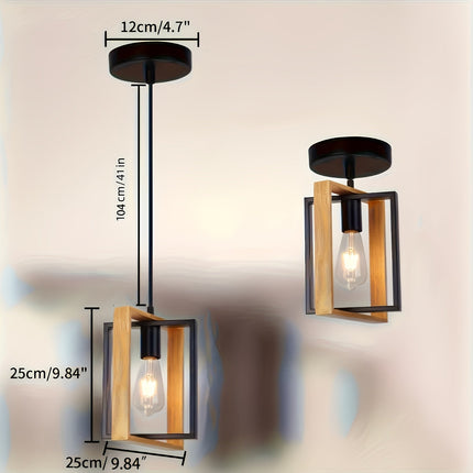 Industrial Pendant Ceiling Light with Geometric Metal Frame | Modern Minimalist Design for Living Rooms and Kitchens