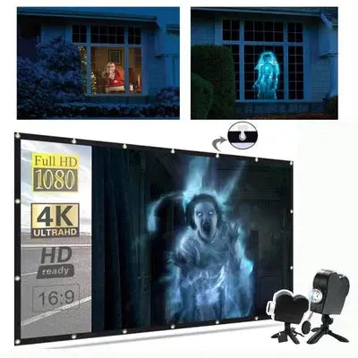 Holographic Projector, Halloween Window Projector with Rear Projection Screen and 12 Videos