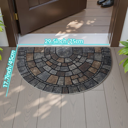 Mosaic Door Mat with Non-Slip Backing | Stylish Semicircular Design for Indoor and Outdoor Use