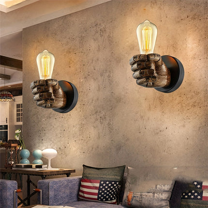 Hand-Shaped Industrial Wall Lamp in Resin | Unique Accent Lighting for Creative Spaces