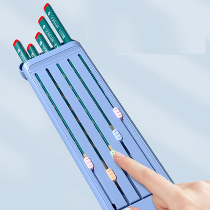 Pencil Box with 5 Pencils, Eraser and Ruler, Plastic Case with Adjustable Compartments in 3 Colors for Students and Artists